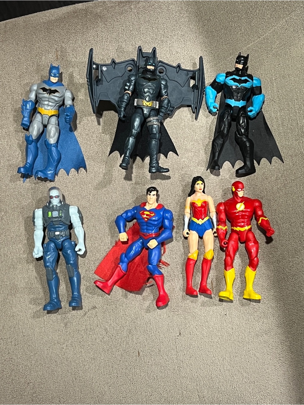 DC Comics Mixed Superhero Action Figures - Blue, Black, Red, Yellow